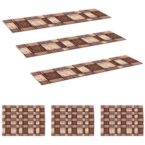 vidaXL L&eacute;pcsőszőnyegek 15 db 76 x 20 cm Barna Poli&eacute;szter N&eacute;gysz&ouml;gletes