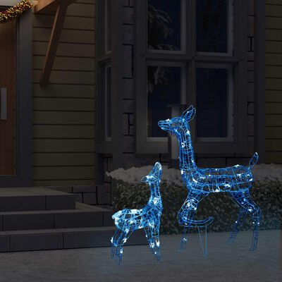 vidaXL 160 LED-es kék akril karácsonyi rénszarvascsalád