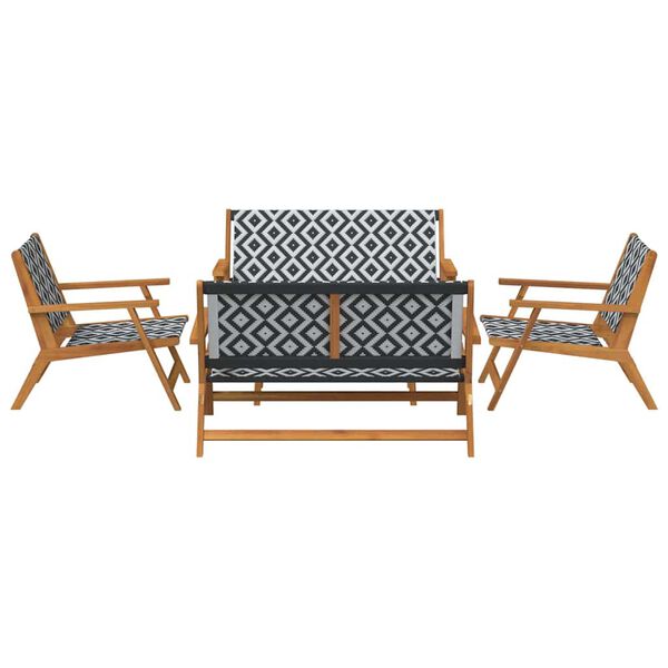 vidaXL Kerti Sz&eacute;kek Asztallal 5 pcs Fekete 90 x 45 x 40 cm