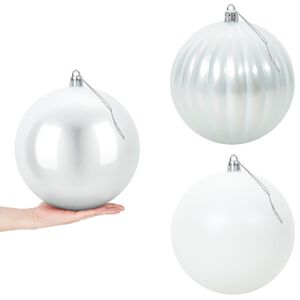 vidaXL XXL kar&aacute;csonyi g&ouml;mbk&eacute;szlet 3 db Feh&eacute;r &Aacute;tm. 25 cm Műanyag