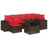 vidaXL 7 db barna polyrattan kerti kanap&eacute;garnit&uacute;ra p&aacute;rn&aacute;kkal