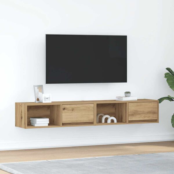 vidaXL 2 db kézműves tölgy színű szerelt fa TV-szekrény 80x31x25,5 cm