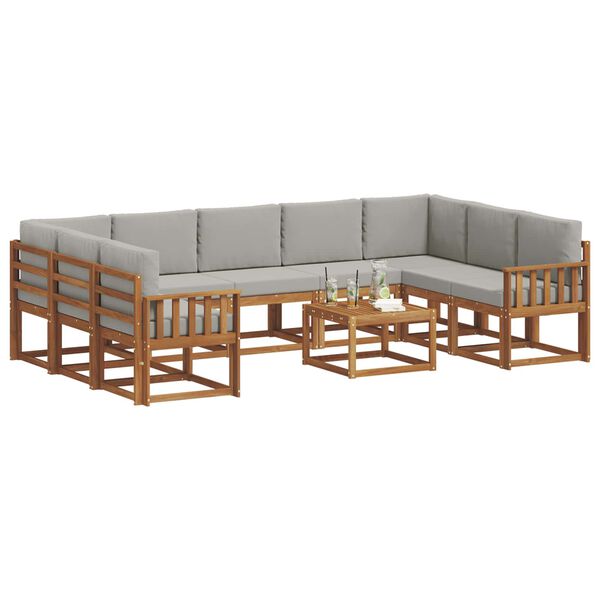 vidaXL K&uuml;lt&eacute;ri kanap&eacute; szett 10 pcs Term&eacute;szetes &eacute;s Vil&aacute;gossz&uuml;rke