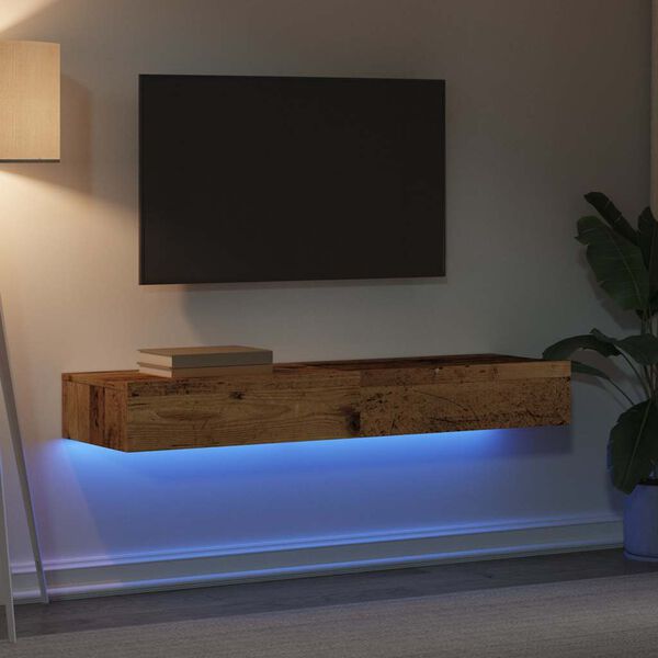 vidaXL 2 db antik fa színű TV-szekrény LED-lámpákkal 60 x 35 x 15,5 cm