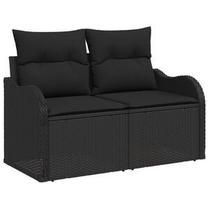 vidaXL Kerti kanap&eacute; p&aacute;rn&aacute;val Fekete 121 x 62 x 69cm polirattan