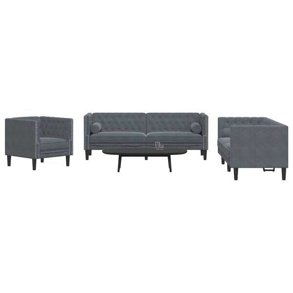 vidaXL Nappali Kanap&eacute; 3 pcs S&ouml;t&eacute;tsz&uuml;rke 194 x 74,5 x 70,5 cm B&aacute;rsony
