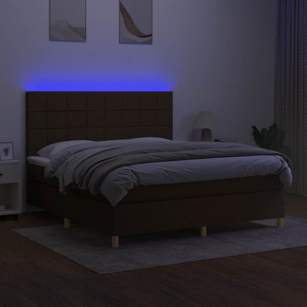vidaXL barna sz&ouml;vet rug&oacute;s &eacute;s LED-es &aacute;gy matraccal 180 x 200 cm