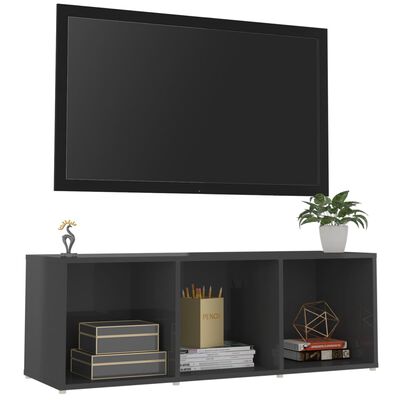 vidaXL magasfényű szürke forgácslap TV-szekrény 107 x 35 x 37 cm