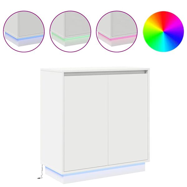 vidaXL Komód LED -es lámpákkal ajtóval Fehér 71 x 34.5 x 75 cm Faanyag