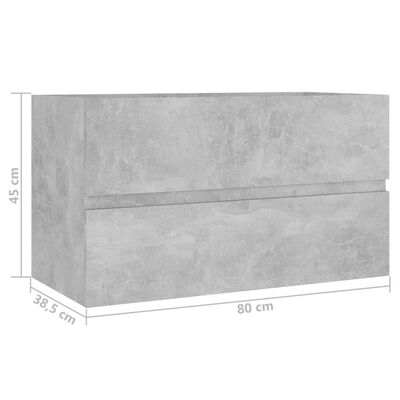vidaXL betonszürke forgácslap mosdószekrény 80 x 38,5 x 45 cm