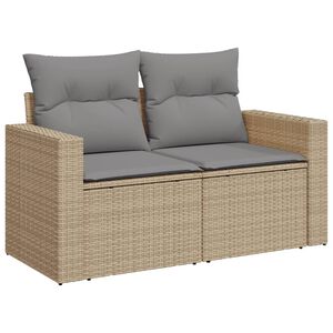 vidaXL 2 szem&eacute;lyes b&eacute;zs polyrattan kerti kanap&eacute; p&aacute;rn&aacute;val