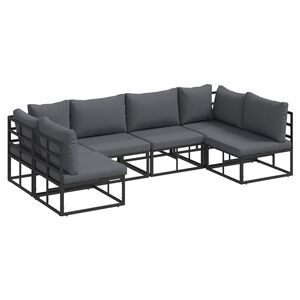 vidaXL Kerti Kanap&eacute; Szett 6 db Fekete Alum&iacute;nium