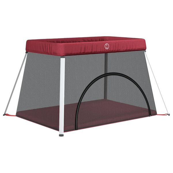 vidaXL piros vászonszövet babajáróka matraccal