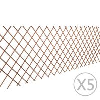 vidaXL 5 darab rácsos fűzfa kerítés 180 x 90 cm