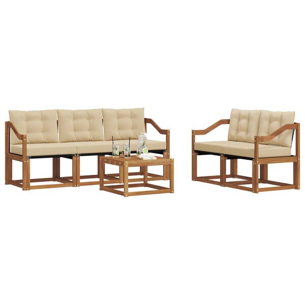 vidaXL K&uuml;lt&eacute;ri kanap&eacute; szett p&aacute;rn&aacute;val 6 pcs Term&eacute;szetes &eacute;s b&eacute;zs