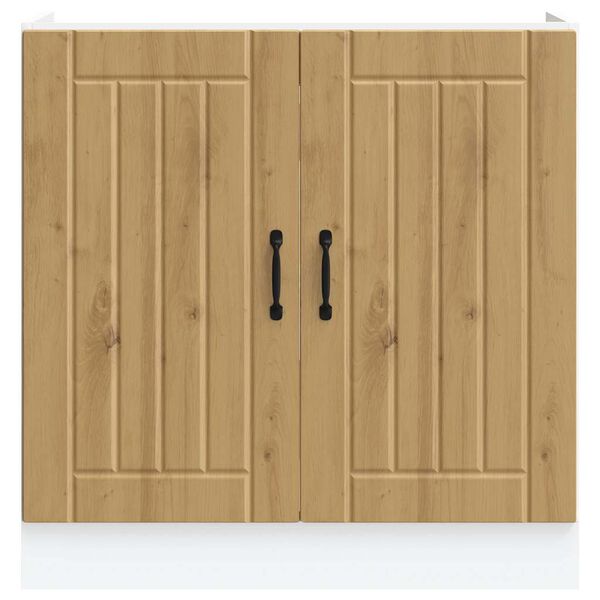 vidaXL mosd&oacute;aljzatos szekr&eacute;ny Lucca k&eacute;zműves t&ouml;lgy fűr&eacute;sz&aacute;ru műfa