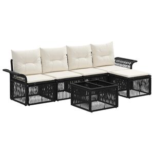 vidaXL Kerti Kanap&eacute; Szett 6 pcs Fekete polirattan
