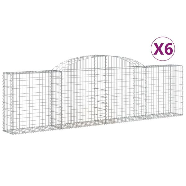 vidaXL 6 db íves horganyzott vas gabion kosár 300x30x80/100 cm