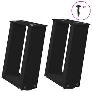 vidaXL 2 db U alak&uacute; fekete ac&eacute;l doh&aacute;nyz&oacute;asztal l&aacute;b 30x(30-31) cm