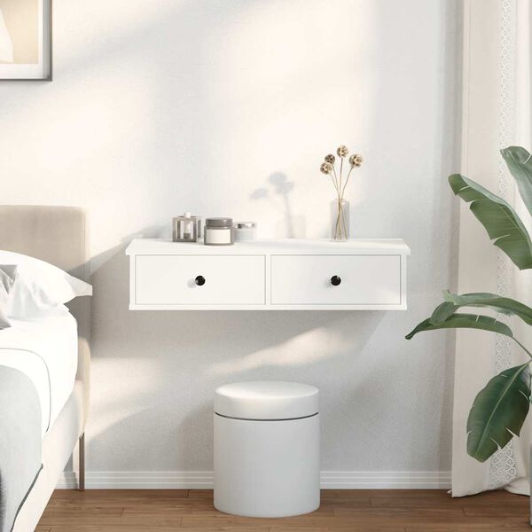 vidaXL Falipolc fi&oacute;kokkal feh&eacute;r 80x34x17 cm műszaki fa