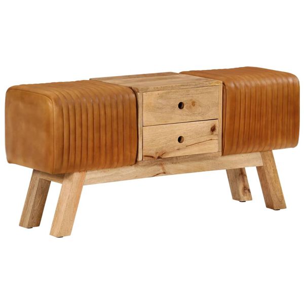 vidaXL barna val&oacute;di kecskebőr &eacute;s t&ouml;m&ouml;r mang&oacute;fa bokpad 107 cm