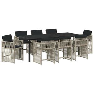 vidaXL Kert &eacute;tkező szett 9 pcs Vil&aacute;gossz&uuml;rke polirattan