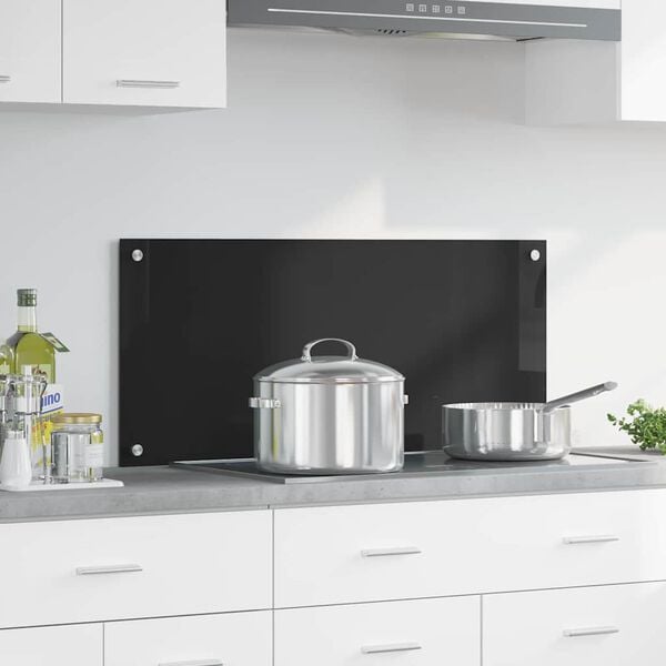 vidaXL Konyhai splashback Fekete 90 x 40 cm edzett üveg