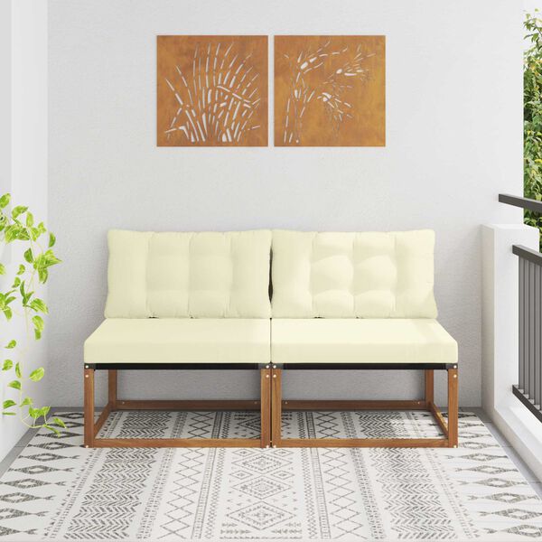 vidaXL 2 Darab K&uuml;lt&eacute;ri k&ouml;z&eacute;pső kanap&eacute; T&ouml;m&ouml;r Ak&aacute;cfa Term&eacute;szetes