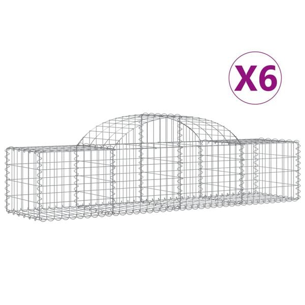vidaXL 6 db &iacute;ves horganyzott vas gabion kos&aacute;r 200x50x40/60 cm