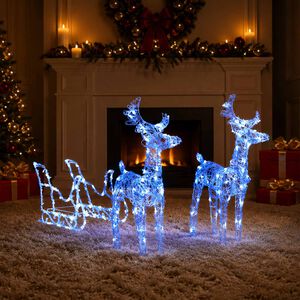 vidaXL akril r&eacute;nszarvasos-sz&aacute;nos kar&aacute;csonyi d&iacute;sz 160 LED-del 130 cm