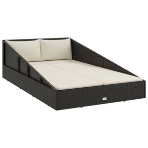 vidaXL fekete polyrattan kerti &aacute;gy 110 x 200 cm