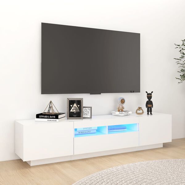 vidaXL magasf&eacute;nyű feh&eacute;r TV-szekr&eacute;ny LED-l&aacute;mp&aacute;kkal 180 x 35 x 40 cm