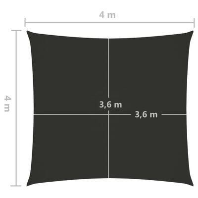 vidaXL antracitszürke négyzet alakú oxford-szövet napvitorla 4 x 4 m