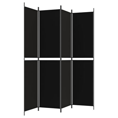 vidaXL 4 paneles fekete szövet térelválasztó 200x220 cm