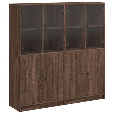 vidaXL barna tölgyszínű szerelt fa könyvespolc ajtókkal 136x37x142 cm