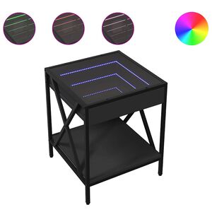 vidaXL fekete v&eacute;gtelen hat&aacute;s&uacute; LED-es &eacute;jjeliszekr&eacute;ny 40 x 40 x 49 cm
