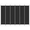 vidaXL 6 paneles fekete szövet térelválasztó 300x220 cm