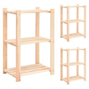 vidaXL 3 db 3-szintes t&ouml;m&ouml;r fenyőfa t&aacute;rol&oacute;polc 150 kg 60 x 38 x 90 cm