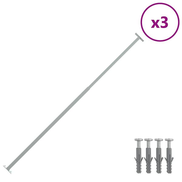 vidaXL 3 db &aacute;ll&iacute;that&oacute; biztons&aacute;gi ablakr&uacute;d 710-1200 mm