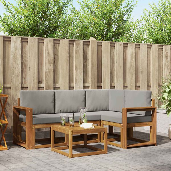 vidaXL K&uuml;lt&eacute;ri kanap&eacute; szett 5 pcs Term&eacute;szetes &eacute;s Vil&aacute;gossz&uuml;rke