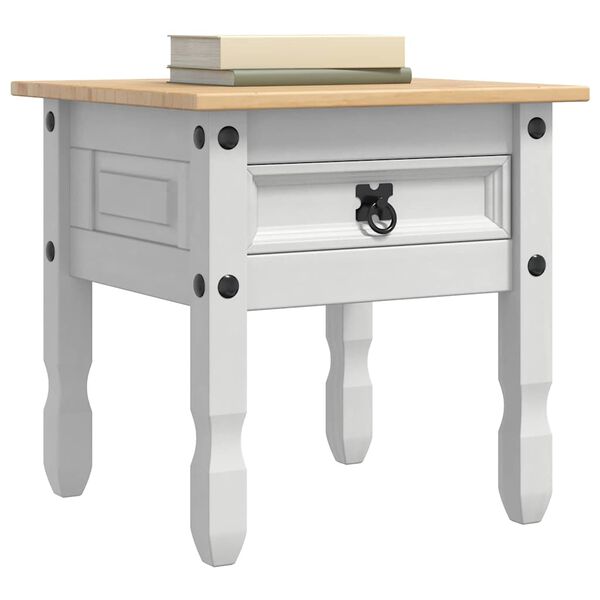 vidaXL V&eacute;gasztal fi&oacute;kkal Corona Feh&eacute;r 50 x 50 x 50 cm T&ouml;m&ouml;r fenyőfa