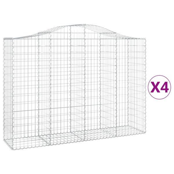 vidaXL 4 db &iacute;ves horganyzott vas gabion kos&aacute;r 200x50x140/160 cm