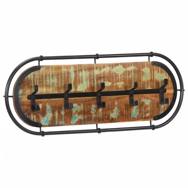 vidaXL &uacute;jrahasznos&iacute;tott fa falra szerelhető ruhafogas 5 akaszt&oacute;val