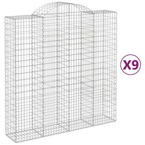 vidaXL 9 db &iacute;ves horganyzott vas gabion kos&aacute;r 200x50x200/220 cm