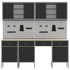 vidaXL Munkaszekr&eacute;ny fi&oacute;kkal z&aacute;rral 10 pcs Fekete Műszaki fa &eacute;s ac&eacute;l