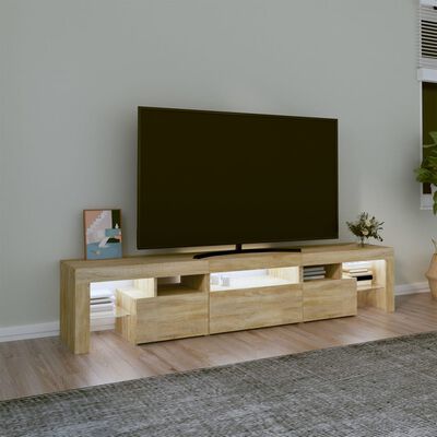 vidaXL sonoma-tölgy színű TV-szekrény LED-lámpákkal 200x36,5x40 cm