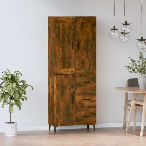 vidaXL füstös tölgy színű szerelt fa magasszekrény