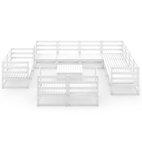 vidaXL 12 r&eacute;szes feh&eacute;r t&ouml;m&ouml;r fenyőfa kerti &uuml;lőgarnit&uacute;ra