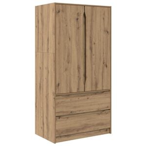 vidaXL Ruh&aacute;sszekr&eacute;ny K&eacute;zműves T&ouml;lgy 79,5 x 49 x 156 cm M&eacute;rn&ouml;ki fa