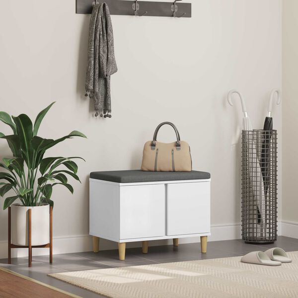 vidaXL Előt&eacute;r pad p&aacute;rn&aacute;val t&aacute;rol&oacute;val ajt&oacute;val Feh&eacute;r 60 x 38 x 46 cm